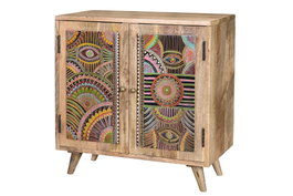 GINER Y COLOMER Cómoda de madera de mango natural y multicolor